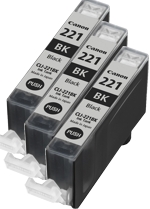 2946B001-K Canon CLI-221 (3 Pack) Black Ink Tank