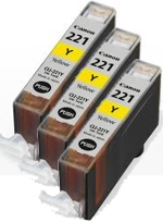 2949B001-K Canon CLI-221 (3 Pack) Yellow Ink Tank 2949B001-K Canon CLI-221 (3 Pack) Yellow Ink Tank