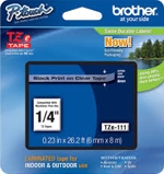 TZE111 Brother 6mm Black on Clear Tape for P-Touch