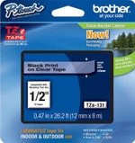 TZE131 Brother 12mm Black on Clear Tape for P-Touch