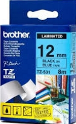 TZE531 Brother 12mm Black on Blue Tape for P-Touch