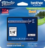 TZE111 Brother 6mm Black on Clear Tape for P-Touch TZE111 Brother 6mm Black on Clear Tape for P-Touch
