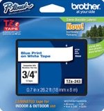 TZE243 Brother 18mm Blue on White Tape for P-Touch TZE243 Brother 18mm Blue on White Tape for P-Touch